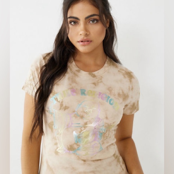 True Religion Small Tie Dye Buddha Logo Tee - Picture 1 of 6
